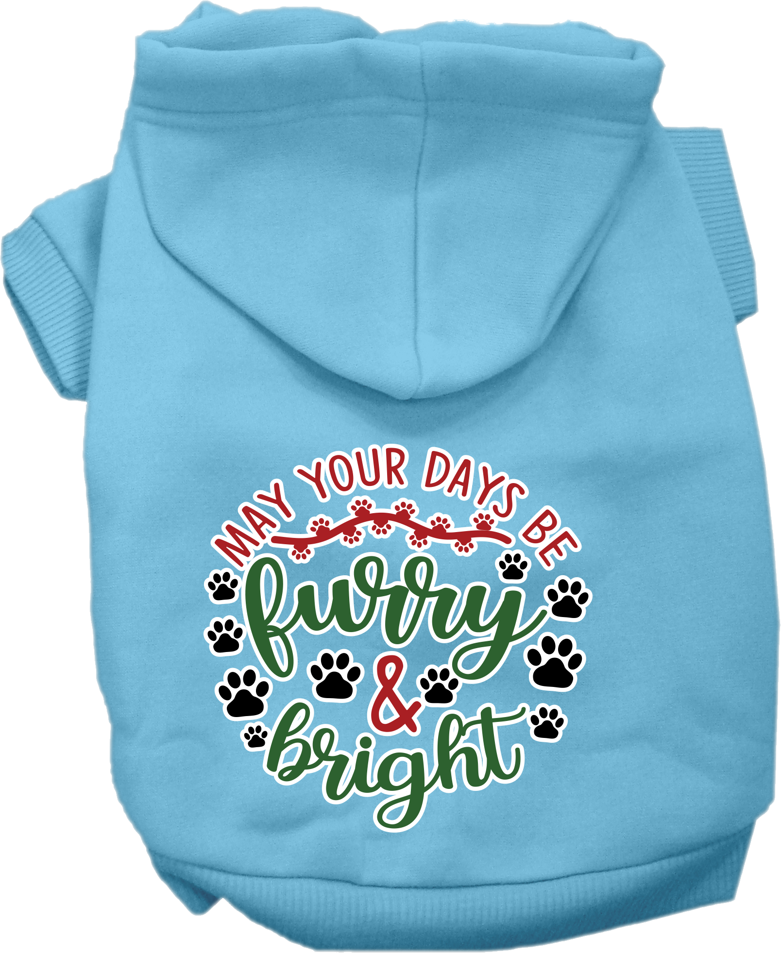 Furry and Bright Screen Print Dog Hoodie Baby Blue Size 4X